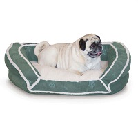 K&H Deluxe Bolster Couch Dog Bed Paw Green