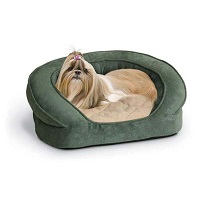 K&H Deluxe Ortho Bolster Sleeper Large Dog Beds Green Eggplant Paw