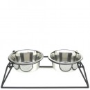 Simple Pyramid Raised Elevated Double Dog Dish Water Bowls Feeders Stands
