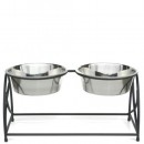 Butterfly Raised Elevated Double Diner Dog Dish Water Bowls Feeder Stand 
