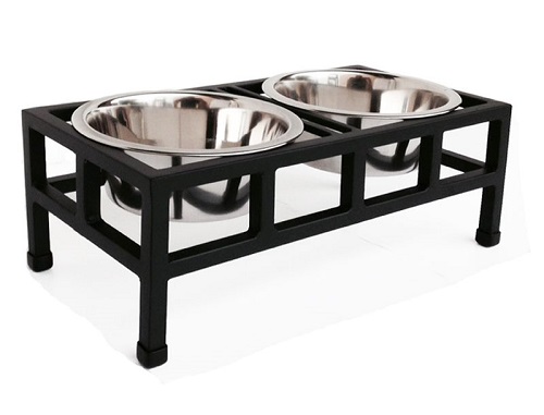 black raised dog bowl feeder