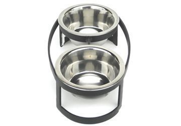 Tiny Oval Raised Double Diner Small Dog Dish Water Bowls Feeder